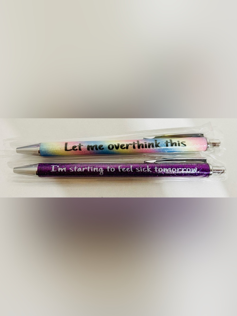 Glitter Gradient Ballpoint Pen Set - Rainbow and Purple or Rainbow and Blue
